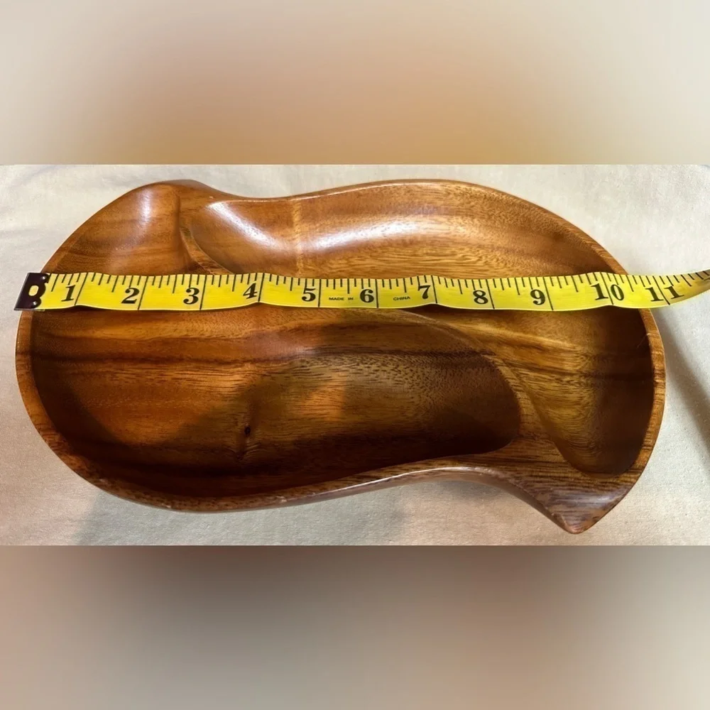 Vintage Leilani Genuine Monkey Pod Wood Handcrafted 2 Compartment Tray